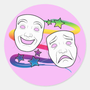 Drama Masks Comedy and Tragedy Classic Round Sticker