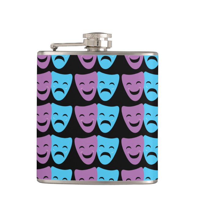 Drama Masks Hip Flask (Front)