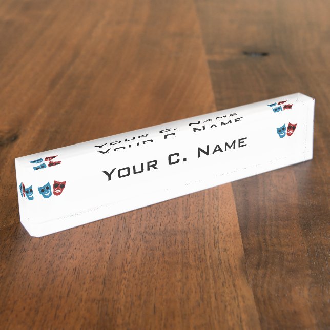 Drama Masks with Sunglasses Nameplate (Side)