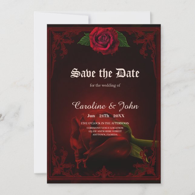 Drama of Love, the Rose of Memory.  Save The Date (Front)