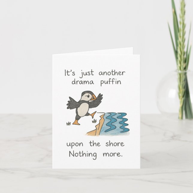 drama puffin on the shore card (Front)