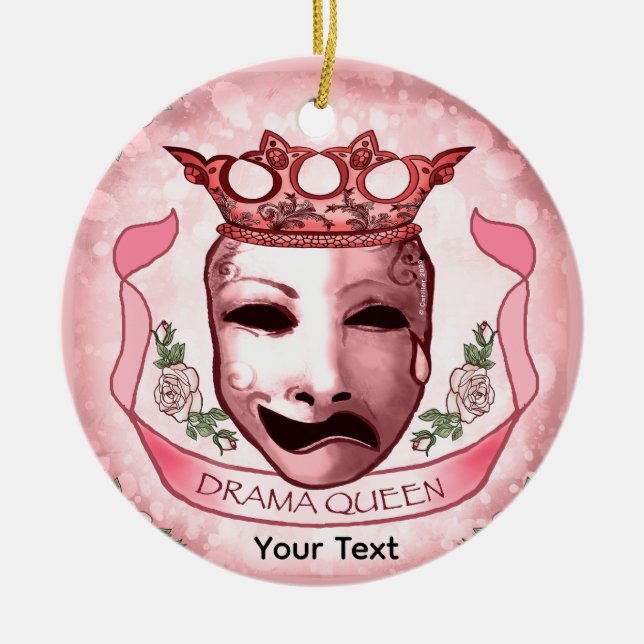 Drama Queen Actor Mask  Ceramic Tree Decoration (Front)