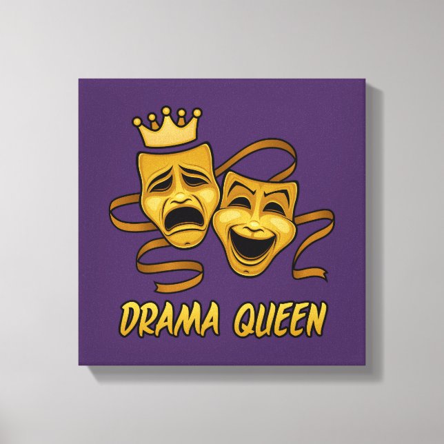 Drama Queen Comedy And Tragedy Gold Theatre Mask Canvas Print (Front)