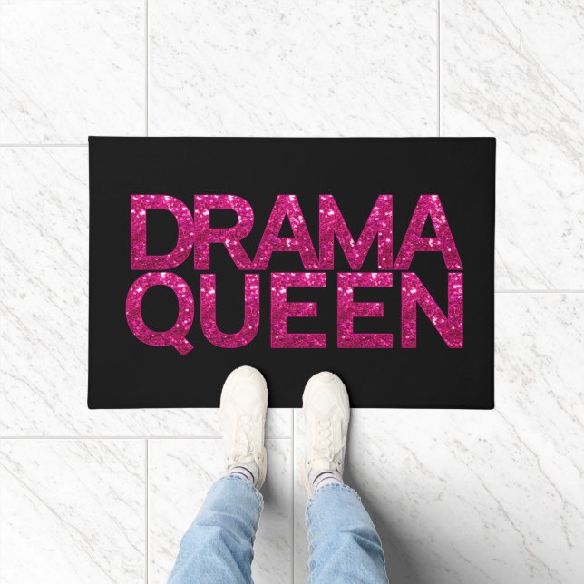 Drama Queen Hot Pink Glitter  Doormat (Indoor)