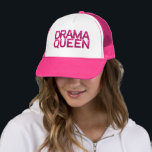 Drama Queen Hot Pink Glitter  Trucker Hat<br><div class="desc">The perfect trucker hat for girls that are a little "over the top"!  Chunky hot pink glitter  "drama queen" text on white</div>