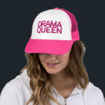 Drama Queen Hot Pink Glitter  Trucker Hat<br><div class="desc">The perfect trucker hat for girls that are a little "over the top"!  Chunky hot pink glitter  "drama queen" text on white</div>