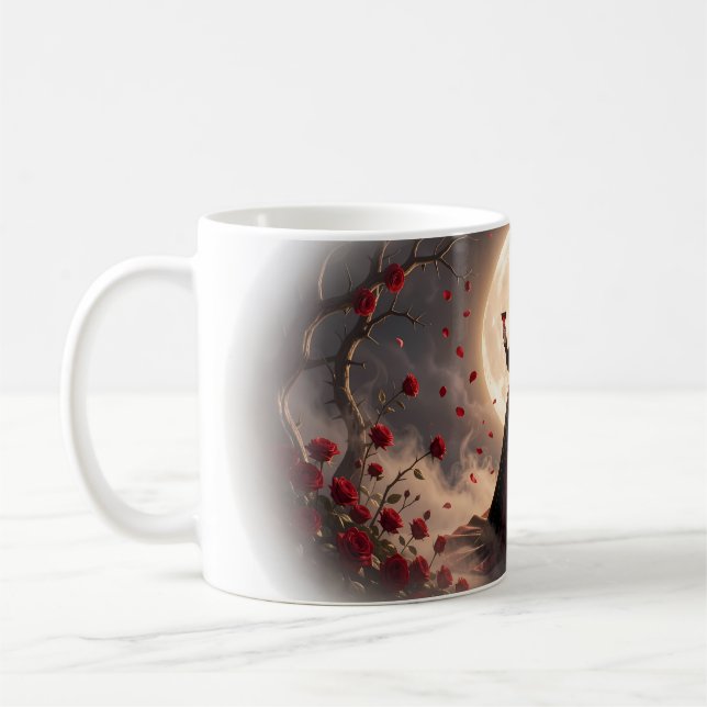 Drama Queen Red Rose Moon Wine Toast Mug (Left)