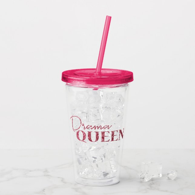 Drama Queen Rose Gold Glitter Acrylic Tumbler (Back Ice)