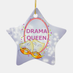 Drama Queen Stars Theatre Masks Ceramic Tree Decoration