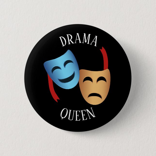 'Drama Queen' Theater Masks Emoji Theater Lover's 6 Cm Round Badge (Front)