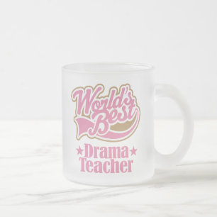 Drama Teacher Gift (Worlds Best) Frosted Glass Coffee Mug