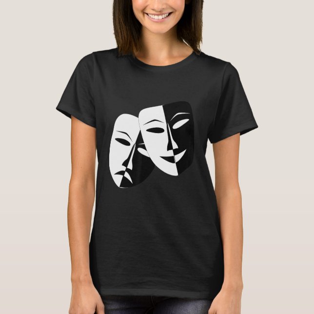 Drama Theater Masks Comedy and Tragedy T-Shirt (Front)