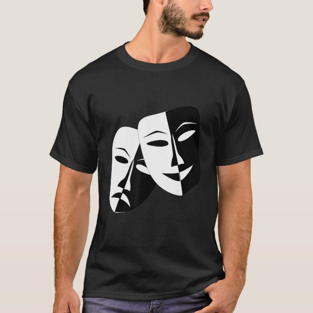 Drama Theater Masks Comedy and Tragedy T-Shirt (Front)