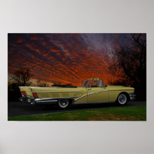 Dramatic 1958 Buick convertible poster