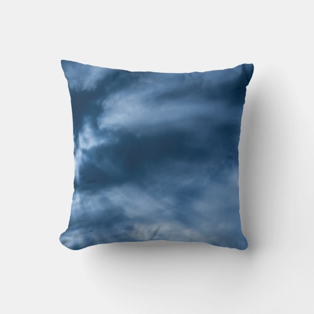 Dramatic Abstract Stormy Dark Blue Sky Clouds Cushion (Front)