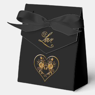 Dramatic and Elegant Gold Rose  Favour Box