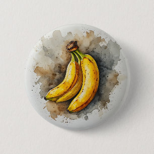 Dramatic Banana Watercolor Art 6 Cm Round Badge