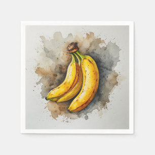 Dramatic Banana Watercolor Art Napkin