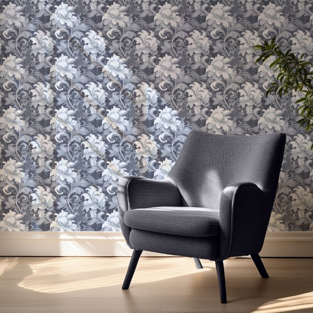 Dramatic Baroque Floral Steel Blue ID1050 Wallpaper (Creator Uploaded)