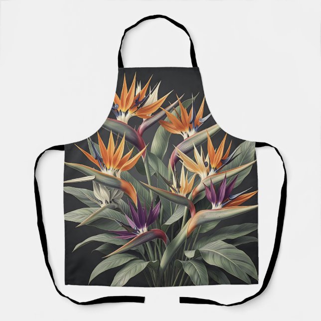 Dramatic Bird of Paradise Tropical Bouquet Apron (Front)