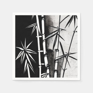 Dramatic Black and White Modern Bamboo Napkin