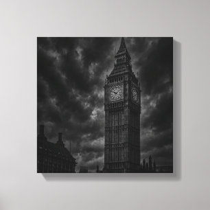 Dramatic Black and White View of Big Ben London  Canvas Print