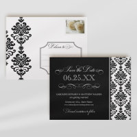 Dramatic Black Damask Scrollwork Wedding