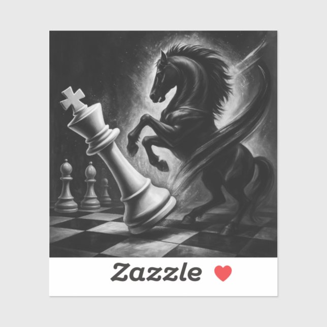 Dramatic Black Horse vs. King – Bold Chess Artwork (Sheet)