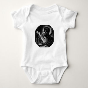 Dramatic Black Horse vs. King – Bold Chess Artwork Baby Bodysuit