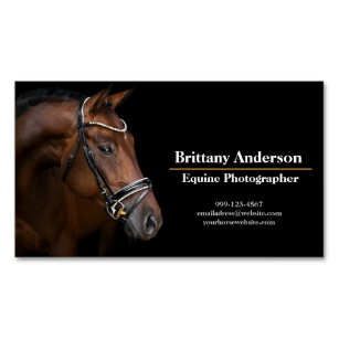 Dramatic Black Minimal Horse/Equine Photographer   Magnetic Business Card