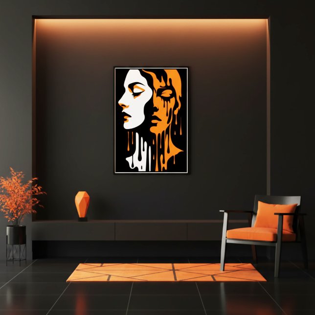 Dramatic black orange abstract dual face poster (Creator Uploaded)