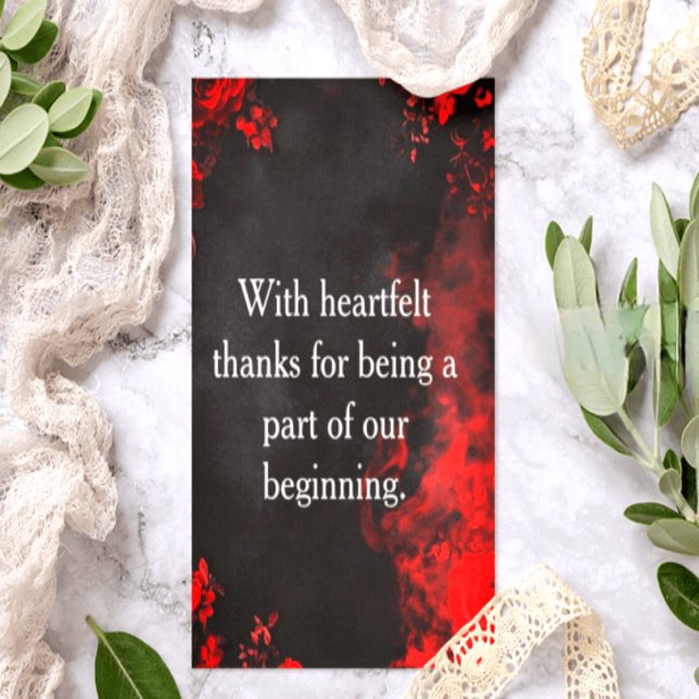 Dramatic Black & Red Floral Wedding Thank You Card (Creator Uploaded)