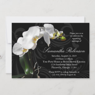 Dramatic Black w/ Orchid Bridal Shower Invitations