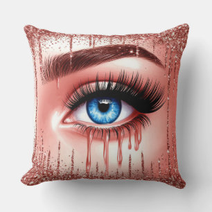 💋 Dramatic Blue Eyes Glam Decor For Makeup Lovers Cushion
