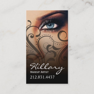 Dramatic Blue Eyes Makeup Artist   black Business Card