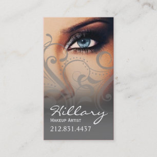 Dramatic Blue Eyes Makeup Artist   grey Business Card