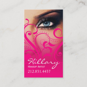 Dramatic Blue Eyes Makeup Artist   hot pink Business Card