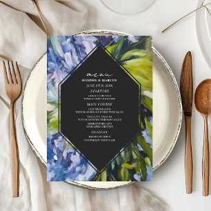 Dramatic Blue Floral Wedding Menu