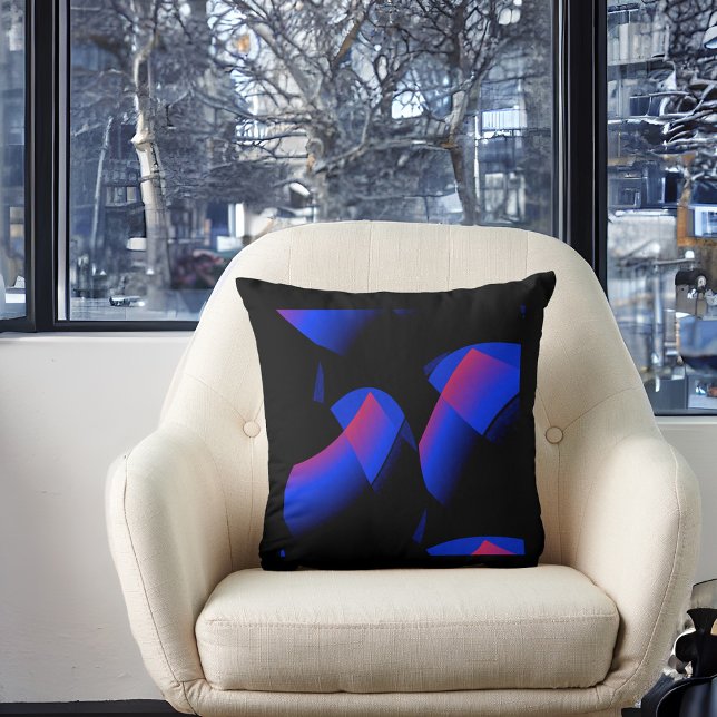 Dramatic Blue &Pink Abstact Square Toss Pillow (Creator Uploaded)