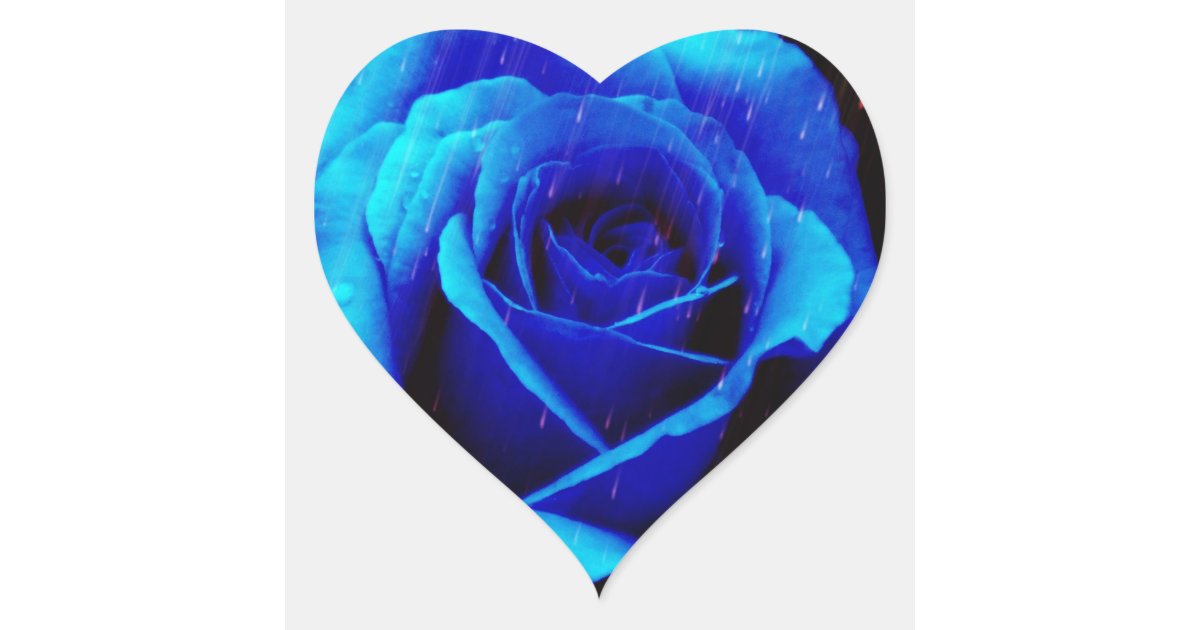 Dramatic Blue Rose Heart Sticker | Zazzle