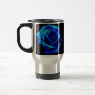 Dramatic Blue Rose Travel Mug
