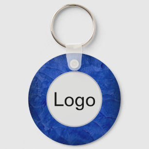 Dramatic Blue Venetian Plaster Logo Monogram Key Ring