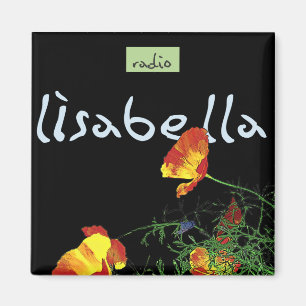 dramatic California poppies on black Magnet