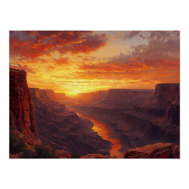 Dramatic Canyon at Sunrise Poster (Front)