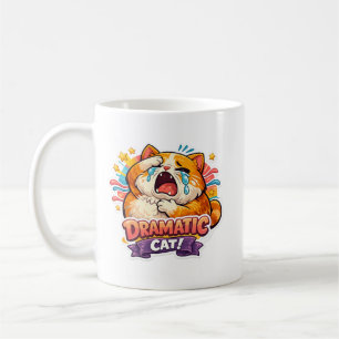 Dramatic Cat Funny Crying Cartoon Art Reaction Coffee Mug