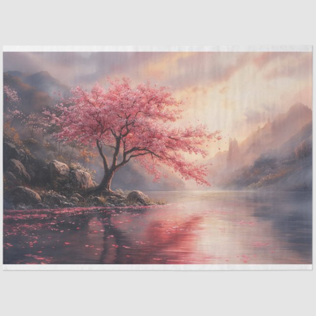 Dramatic Cherry Blossom Tree Art Decoupage Tissue Paper (Front)
