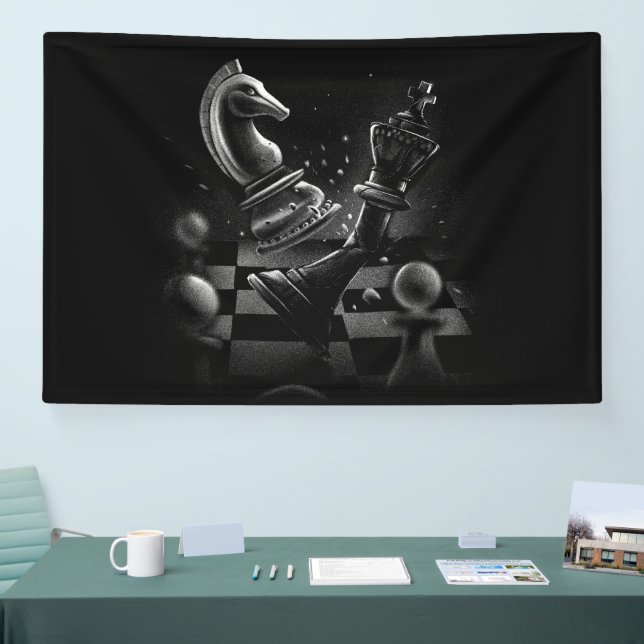 Dramatic Chess Battle – Knight vs. Horse  Banner (Tradeshow)