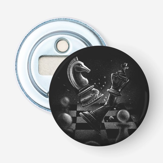 Dramatic Chess Battle – Knight vs. Horse  Bottle Opener (Front)