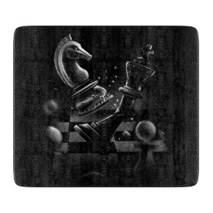 Dramatic Chess Battle – Knight vs. Horse  Cutting Board