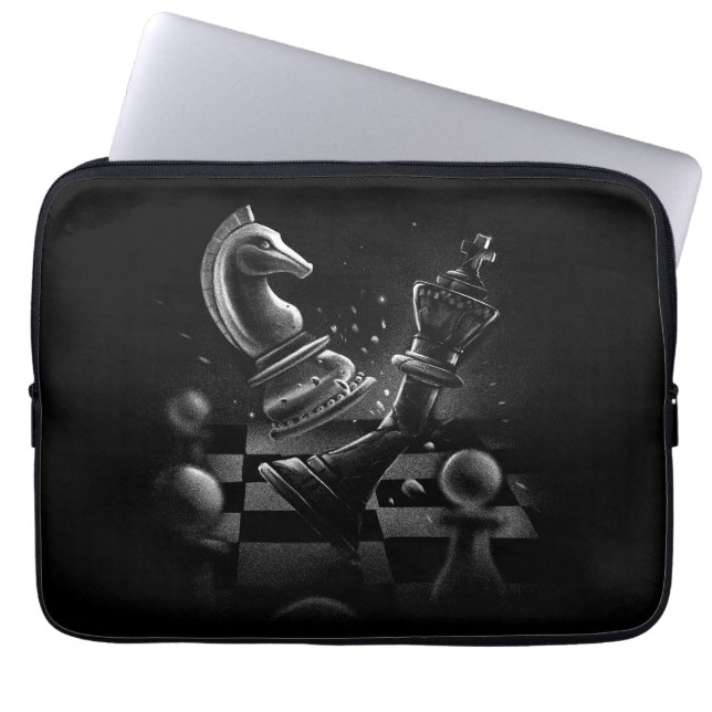 Dramatic Chess Battle – Knight vs. Horse  Laptop Sleeve (Front)